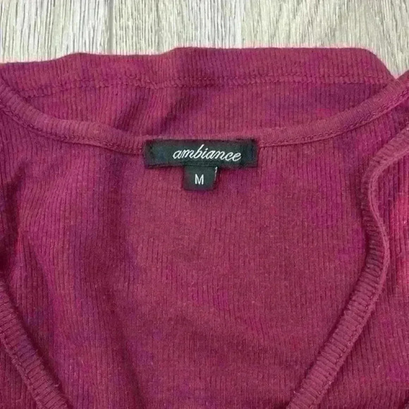 Ambiance Maroon V-Neck Tee Size Medium - Picture 5 of 10